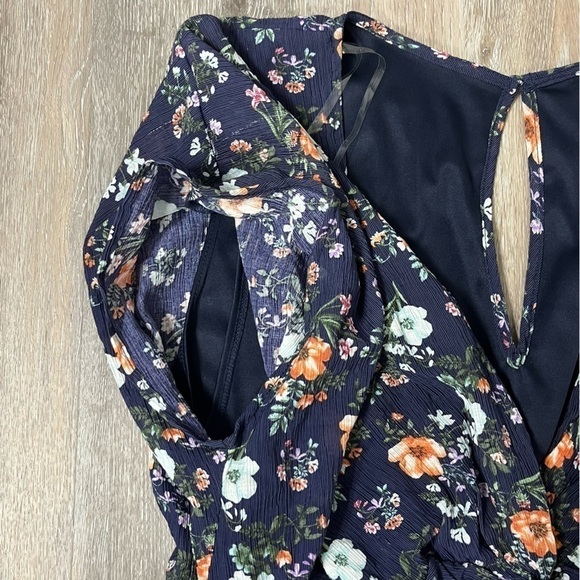 A Beautiful Soul Altar’d State navy floral textured wide leg jumpsuit, C=22/24. - Picture 3 of 9